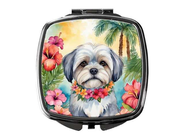 Lhasa Apso Luau Compact Mirror Decorative Travel Makeup Mirror for Women Girls Gifts Pocket Makeup Mirror Folding Handheld