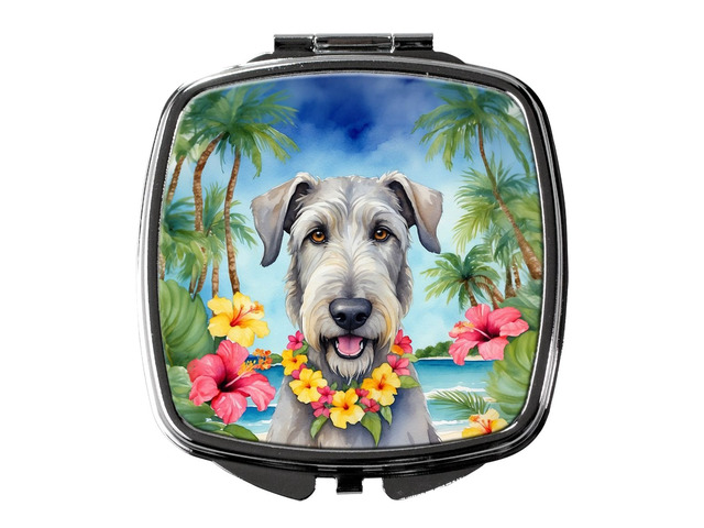 Irish Wolfhound Luau Compact Mirror Decorative Travel Makeup Mirror for Women Girls Gifts Pocket Makeup Mirror Folding Handheld