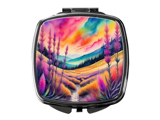 Colorful Liatris Compact Mirror Decorative Travel Makeup Mirror for Women Girls Gifts Pocket Makeup Mirror Folding Handheld
