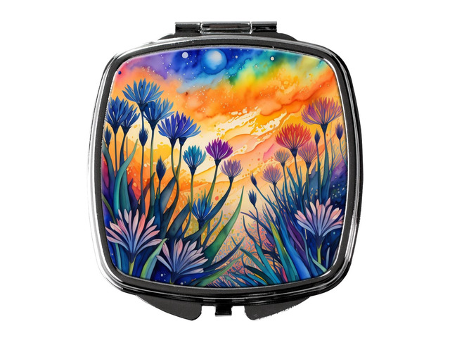 Colorful Agapanthus Compact Mirror Decorative Travel Makeup Mirror for Women Girls Gifts Pocket Makeup Mirror Folding Handheld