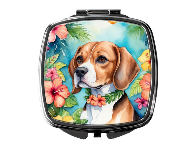 Beagle Luau Compact Mirror Decorative Travel Makeup Mirror for Women Girls Gifts Pocket Makeup Mirror Folding Handheld