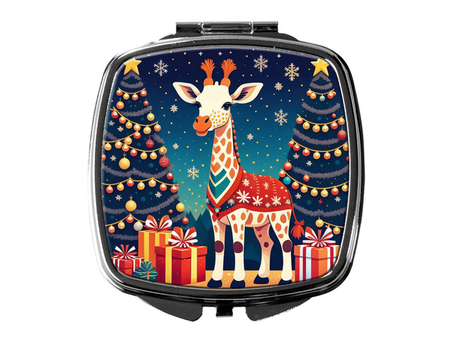 Giraffe Christmas Compact Mirror Decorative Travel Makeup Mirror for Women Girls Gifts Pocket Makeup Mirror Folding Handheld