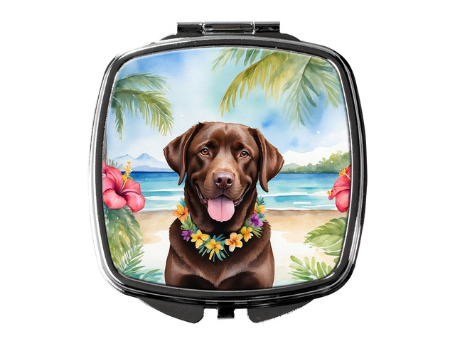 Chocolate Labrador Retriever Luau Compact Mirror Decorative Travel Makeup Mirror for Women Girls Gifts Pocket Makeup Mirror Folding Handheld