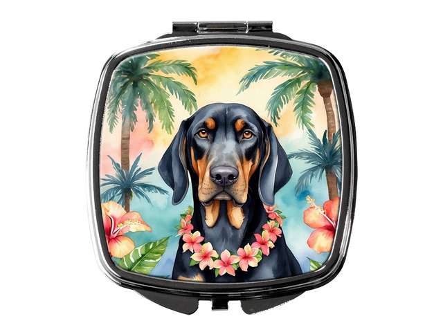 Black and Tan Coonhound Luau Compact Mirror Decorative Travel Makeup Mirror for Women Girls Gifts Pocket Makeup Mirror Folding Handheld