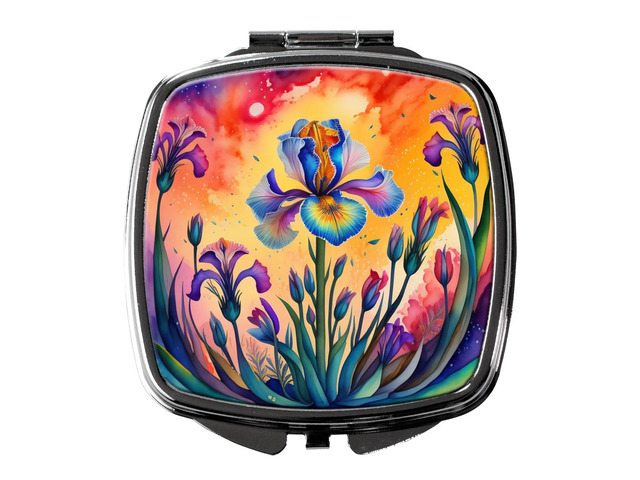 Colorful Iris Compact Mirror Decorative Travel Makeup Mirror for Women Girls Gifts Pocket Makeup Mirror Folding Handheld