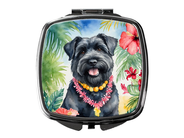 Bouvier des Flandres Luau Compact Mirror Decorative Travel Makeup Mirror for Women Girls Gifts Pocket Makeup Mirror Folding Handheld