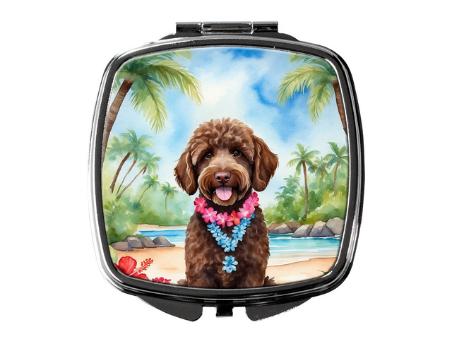 Labradoodle Luau Compact Mirror Decorative Travel Makeup Mirror for Women Girls Gifts Pocket Makeup Mirror Folding Handheld