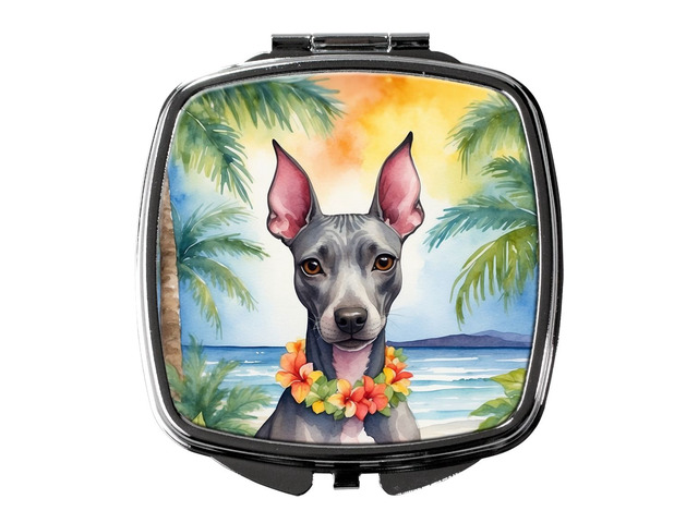 American Hairless Terrier Luau Compact Mirror Decorative Travel Makeup Mirror for Women Girls Gifts Pocket Makeup Mirror Folding Handheld
