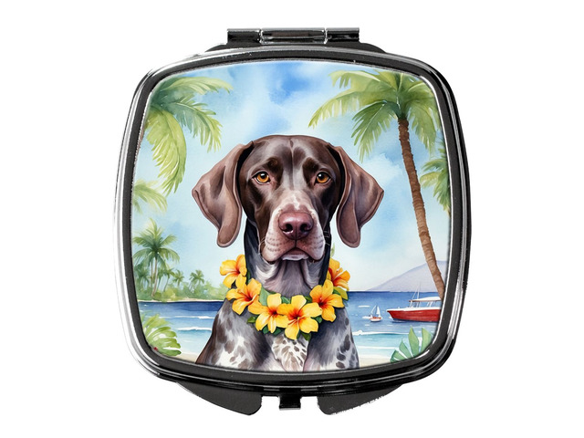 German Shorthaired Pointer Luau Compact Mirror Decorative Travel Makeup Mirror for Women Girls Gifts Pocket Makeup Mirror Folding Handheld