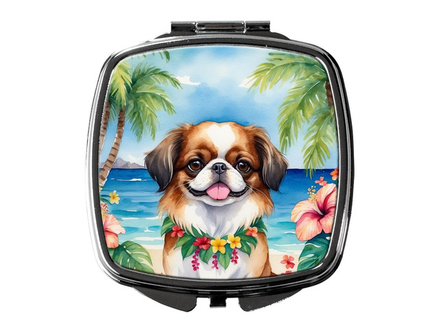 Japanese Chin Luau Compact Mirror Decorative Travel Makeup Mirror for Women Girls Gifts Pocket Makeup Mirror Folding Handheld
