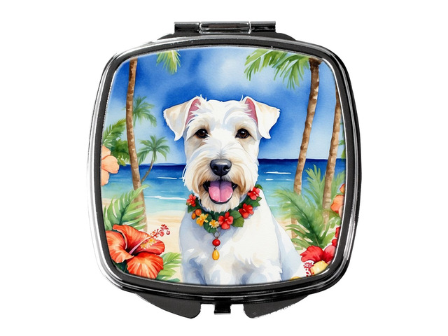 Sealyham Terrier Luau Compact Mirror Decorative Travel Makeup Mirror for Women Girls Gifts Pocket Makeup Mirror Folding Handheld