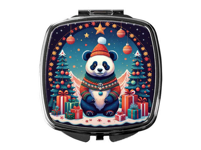 Panda Christmas Compact Mirror Decorative Travel Makeup Mirror for Women Girls Gifts Pocket Makeup Mirror Folding Handheld