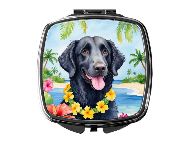 Curly-Coated Retriever Luau Compact Mirror Decorative Travel Makeup Mirror for Women Girls Gifts Pocket Makeup Mirror Folding Handheld