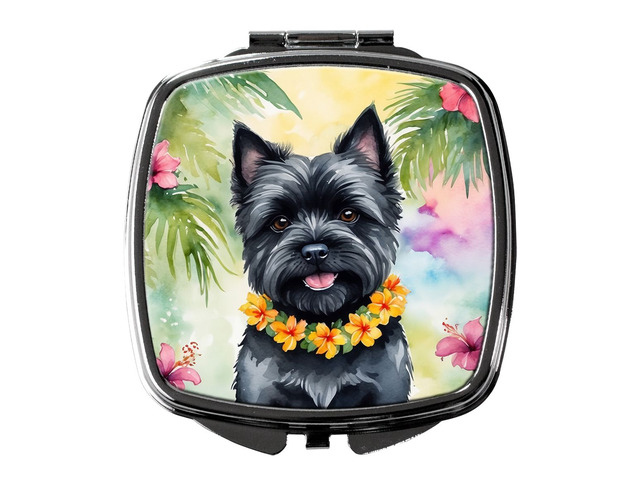 Cairn Terrier Luau Compact Mirror Decorative Travel Makeup Mirror for Women Girls Gifts Pocket Makeup Mirror Folding Handheld