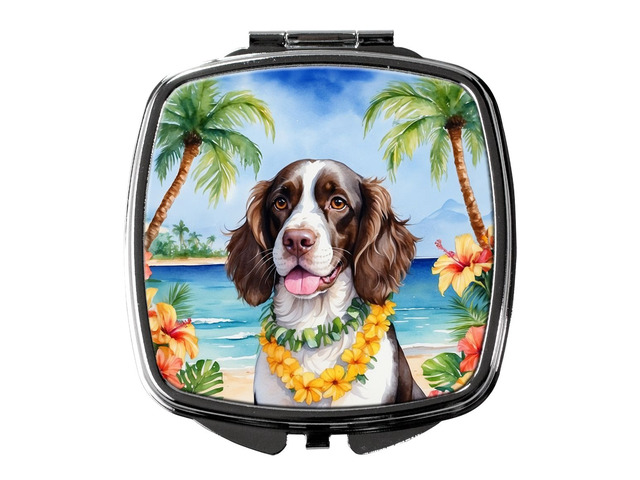 English Springer Spaniel Luau Compact Mirror Decorative Travel Makeup Mirror for Women Girls Gifts Pocket Makeup Mirror Folding Handheld