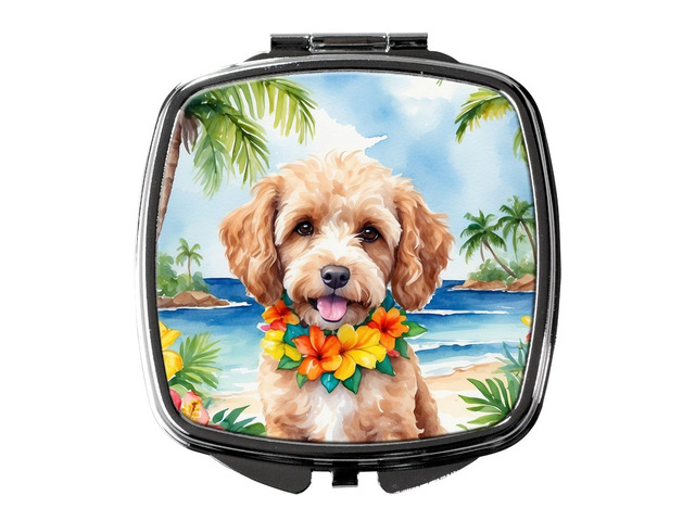 Cockapoo Luau Compact Mirror Decorative Travel Makeup Mirror for Women Girls Gifts Pocket Makeup Mirror Folding Handheld