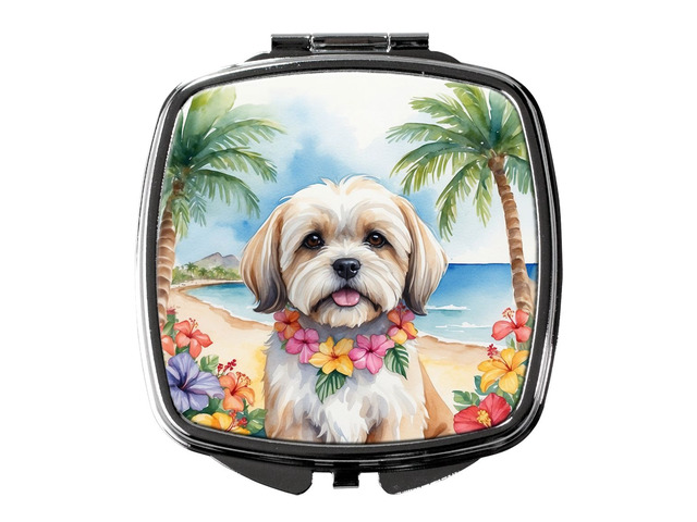 Lhasa Apso Luau Compact Mirror Decorative Travel Makeup Mirror for Women Girls Gifts Pocket Makeup Mirror Folding Handheld