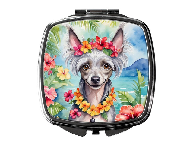 Chinese Crested Luau Compact Mirror Decorative Travel Makeup Mirror for Women Girls Gifts Pocket Makeup Mirror Folding Handheld
