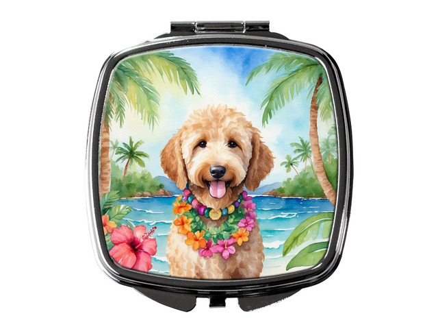 Goldendoodle Luau Compact Mirror Decorative Travel Makeup Mirror for Women Girls Gifts Pocket Makeup Mirror Folding Handheld