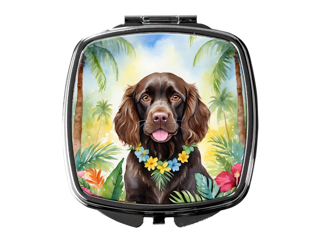 Boykin Spaniel Luau Compact Mirror Decorative Travel Makeup Mirror for Women Girls Gifts Pocket Makeup Mirror Folding Handheld