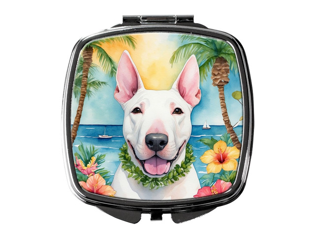 English Bull Terrier Luau Compact Mirror Decorative Travel Makeup Mirror for Women Girls Gifts Pocket Makeup Mirror Folding Handheld