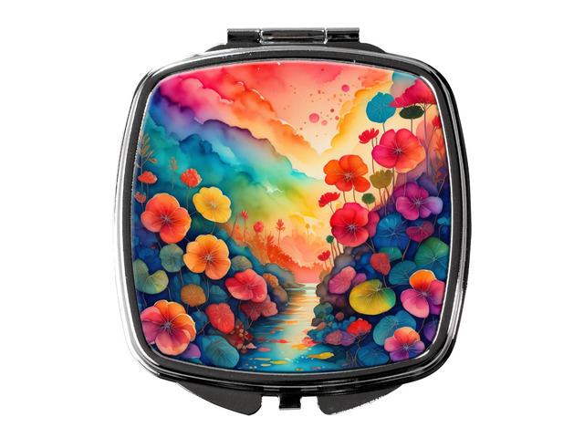 Colorful Begonias Compact Mirror Decorative Travel Makeup Mirror for Women Girls Gifts Pocket Makeup Mirror Folding Handheld