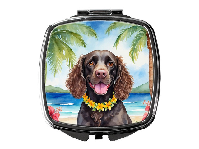 American Water Spaniel Luau Compact Mirror Decorative Travel Makeup Mirror for Women Girls Gifts Pocket Makeup Mirror Folding Handheld