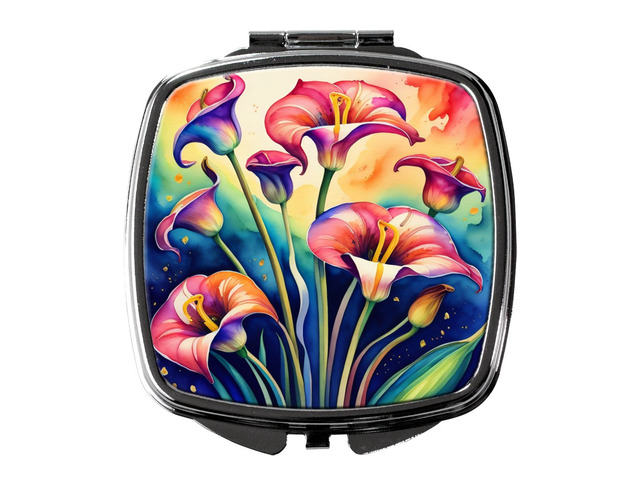 Colorful Calla Lilies Compact Mirror Decorative Travel Makeup Mirror for Women Girls Gifts Pocket Makeup Mirror Folding Handheld