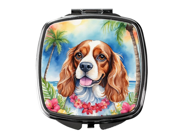 Cavalier Spaniel Luau Compact Mirror Decorative Travel Makeup Mirror for Women Girls Gifts Pocket Makeup Mirror Folding Handheld