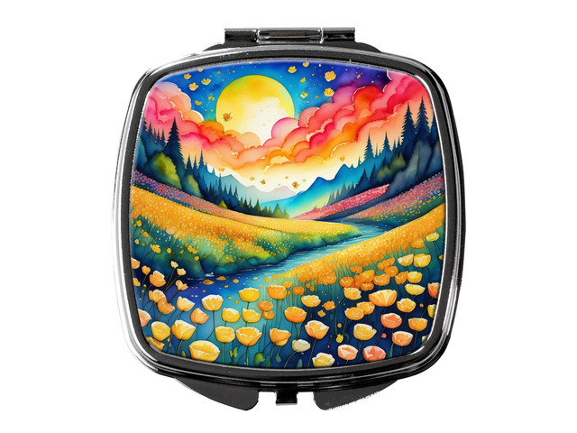 Colorful Buttercups Compact Mirror Decorative Travel Makeup Mirror for Women Girls Gifts Pocket Makeup Mirror Folding Handheld
