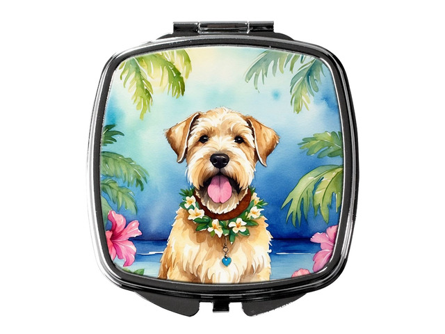 Wheaten Terrier Luau Compact Mirror Decorative Travel Makeup Mirror for Women Girls Gifts Pocket Makeup Mirror Folding Handheld