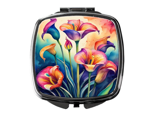 Colorful Calla Lilies Compact Mirror Decorative Travel Makeup Mirror for Women Girls Gifts Pocket Makeup Mirror Folding Handheld