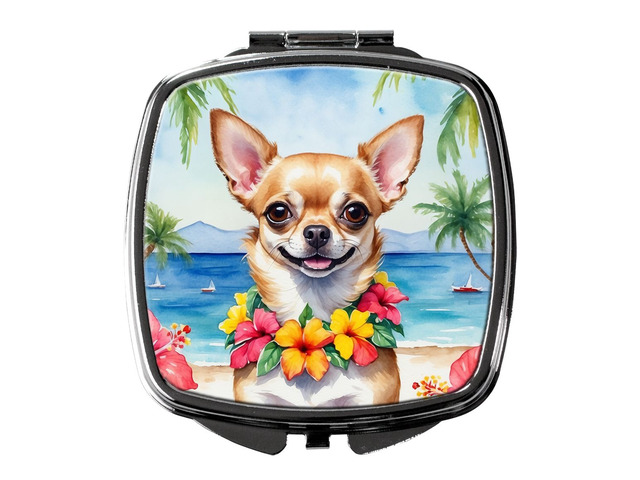 Chihuahua Luau Compact Mirror Decorative Travel Makeup Mirror for Women Girls Gifts Pocket Makeup Mirror Folding Handheld