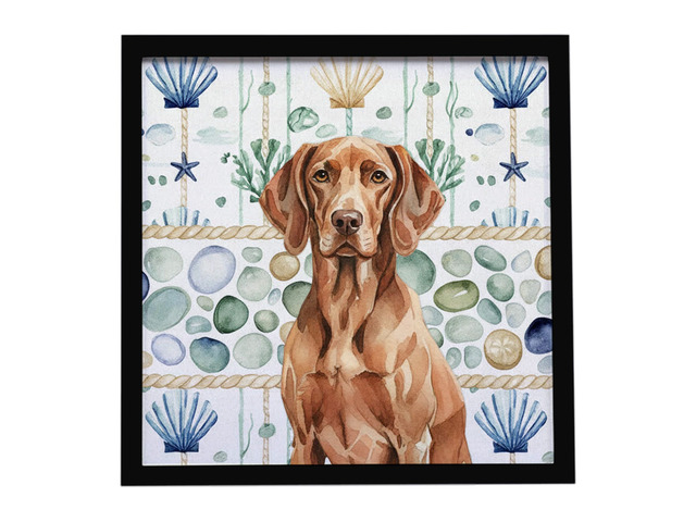 Liver Pointer Coastal Sea Glass Framed Metal Print Bathroom, Kitchen, Office, Home Decor Wall Art Ready to Hang, Square, 8X8