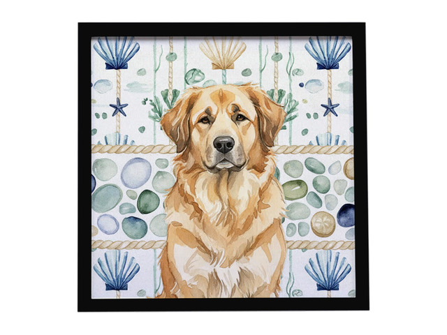 Sandy Leonberger Coastal Sea Glass Framed Metal Print Bathroom, Kitchen, Office, Home Decor Wall Art Ready to Hang, Square, 8X8