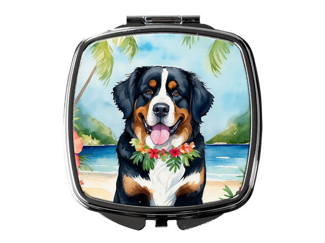 Bernese Mountain Dog Luau Compact Mirror Decorative Travel Makeup Mirror for Women Girls Gifts Pocket Makeup Mirror Folding Handheld