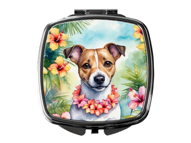 Jack Russell Terrier Luau Compact Mirror Decorative Travel Makeup Mirror for Women Girls Gifts Pocket Makeup Mirror Folding Handheld