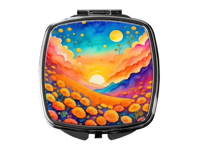 Colorful Marigolds Compact Mirror Decorative Travel Makeup Mirror for Women Girls Gifts Pocket Makeup Mirror Folding Handheld