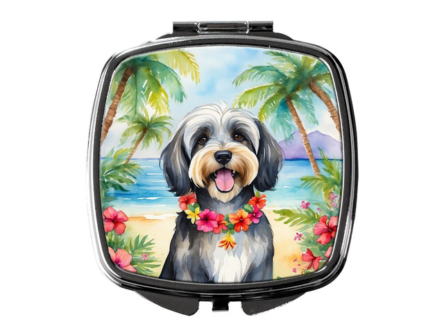 Tibetan Terrier Luau Compact Mirror Decorative Travel Makeup Mirror for Women Girls Gifts Pocket Makeup Mirror Folding Handheld
