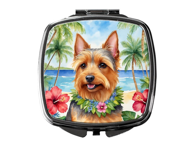 Australian Terrier Luau Compact Mirror Decorative Travel Makeup Mirror for Women Girls Gifts Pocket Makeup Mirror Folding Handheld