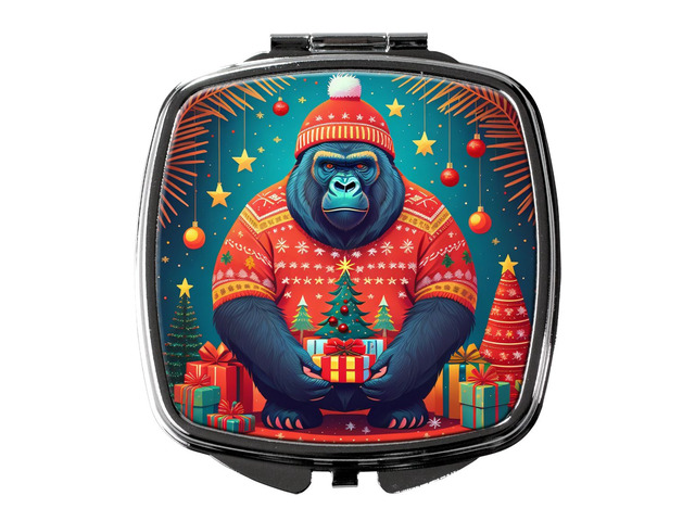 Gorilla Christmas Compact Mirror Decorative Travel Makeup Mirror for Women Girls Gifts Pocket Makeup Mirror Folding Handheld