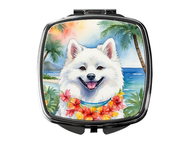 American Eskimo Luau Compact Mirror Decorative Travel Makeup Mirror for Women Girls Gifts Pocket Makeup Mirror Folding Handheld
