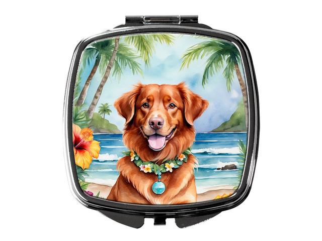 Nova Scotia Duck Tolling Retriever Luau Compact Mirror Decorative Travel Makeup Mirror for Women Girls Gifts Pocket Makeup Mirror Folding Handheld