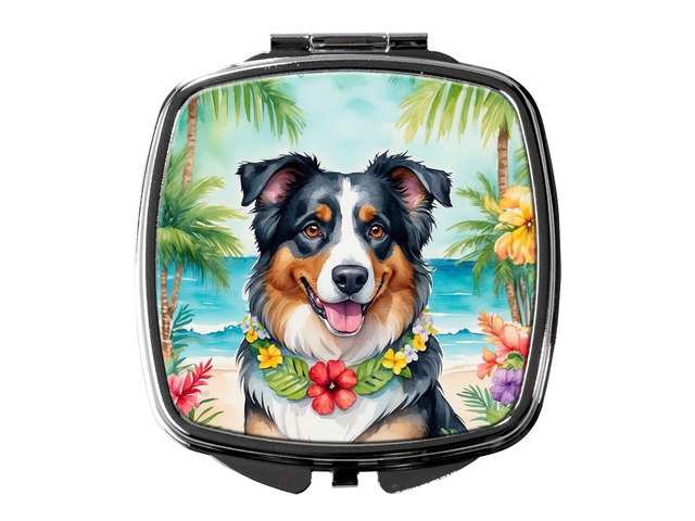 Australian Shepherd Luau Compact Mirror Decorative Travel Makeup Mirror for Women Girls Gifts Pocket Makeup Mirror Folding Handheld