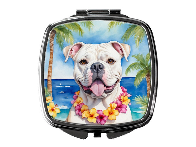 American Bulldog Luau Compact Mirror Decorative Travel Makeup Mirror for Women Girls Gifts Pocket Makeup Mirror Folding Handheld
