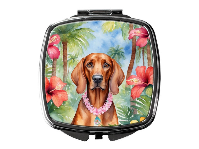 Redbone Coonhound Luau Compact Mirror Decorative Travel Makeup Mirror for Women Girls Gifts Pocket Makeup Mirror Folding Handheld