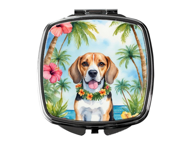 Beagle Luau Compact Mirror Decorative Travel Makeup Mirror for Women Girls Gifts Pocket Makeup Mirror Folding Handheld