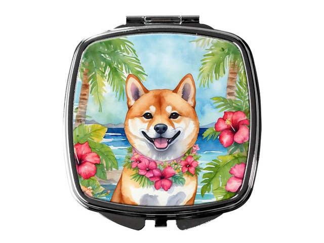 Shiba Inu Luau Compact Mirror Decorative Travel Makeup Mirror for Women Girls Gifts Pocket Makeup Mirror Folding Handheld