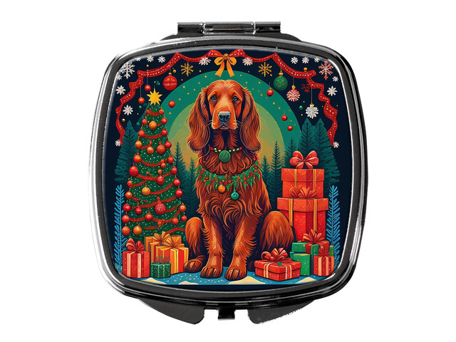 Irish Setter Christmas Compact Mirror Decorative Travel Makeup Mirror for Women Girls Gifts Pocket Makeup Mirror Folding Handheld
