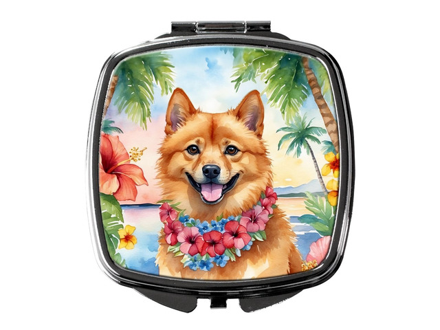 Finnish Spitz Luau Compact Mirror Decorative Travel Makeup Mirror for Women Girls Gifts Pocket Makeup Mirror Folding Handheld